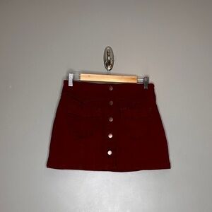 Forever 21 burgundy button front mini skirt